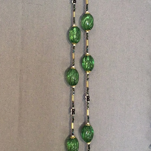 Green, Black & Gold Necklace Long Necklace 35” OOAK, W/o tags ... hand crafted - Picture 5 of 7